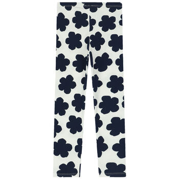 Girls Ivory Boke Flower Leggings